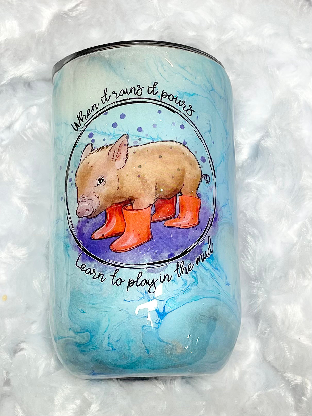16oz "When it rains...." Glow Wine Tumbler