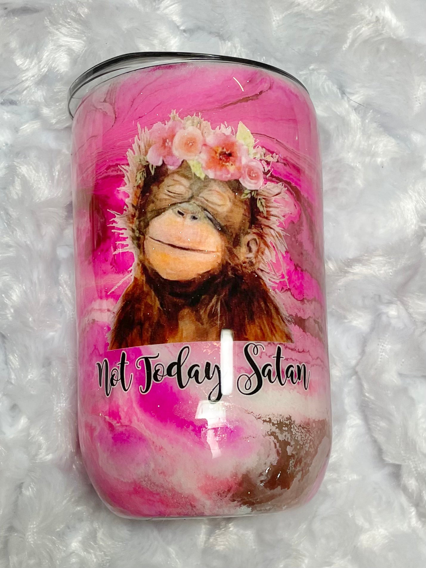 16oz Orangutan "Not Today Satan" Glow Wine Tumbler